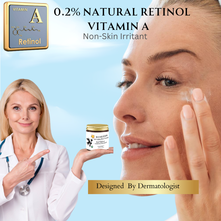 NEW Tallow + Natural Retinol Cream - Anti-Aging All-Natural Retinol Face Cream, For Face, Neck & Décolleté - Day & Night Moisturizer - 4 fl oz