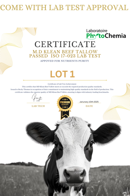 M.D KLEAN  NEW WHIPPED Beef Tallow Cream with Castor Oil and Frankincense  8 oz Glass Jar