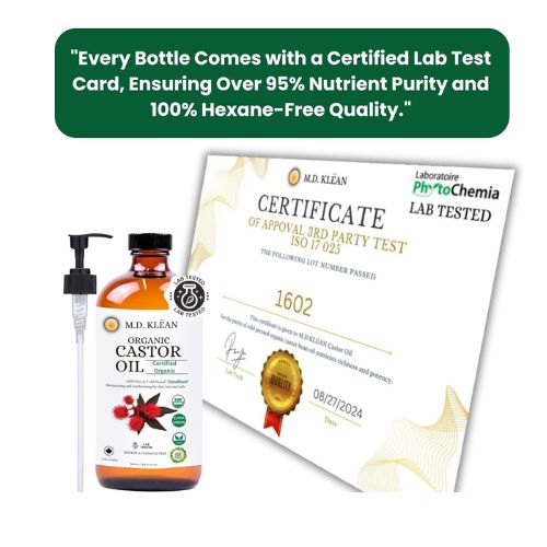 M.D. Klean Organic Cold Pressed Castor Oil (560 ml) 60 ML Dropper + Pump Included