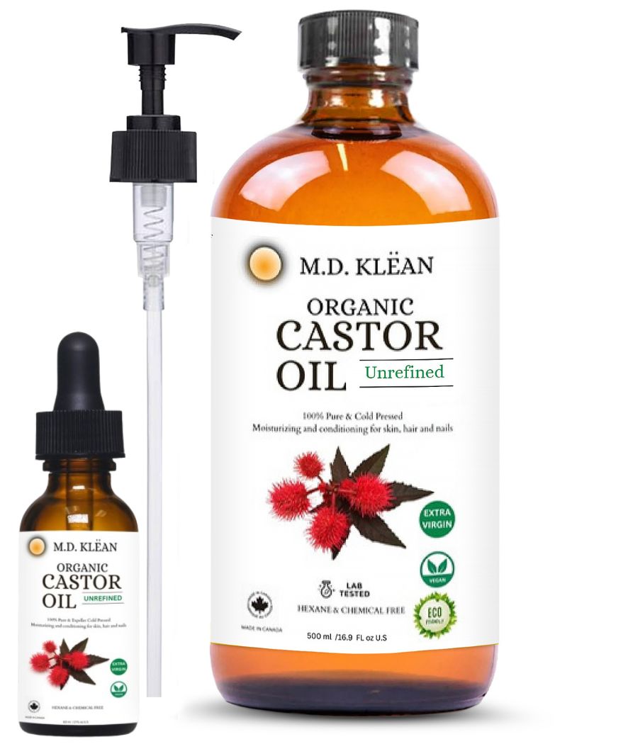 M.D. Klean Organic Cold Pressed Castor Oil (560 ml) Free 60 ML Dropper