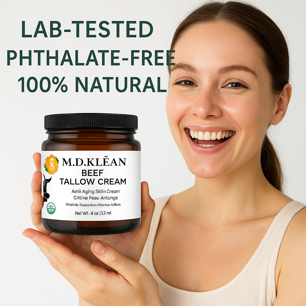 M.D KLEAN  NEW WHIPPED Beef Tallow Cream with Castor Oil and Frankincense (Organic Face Cream) 8 oz Glass Jar