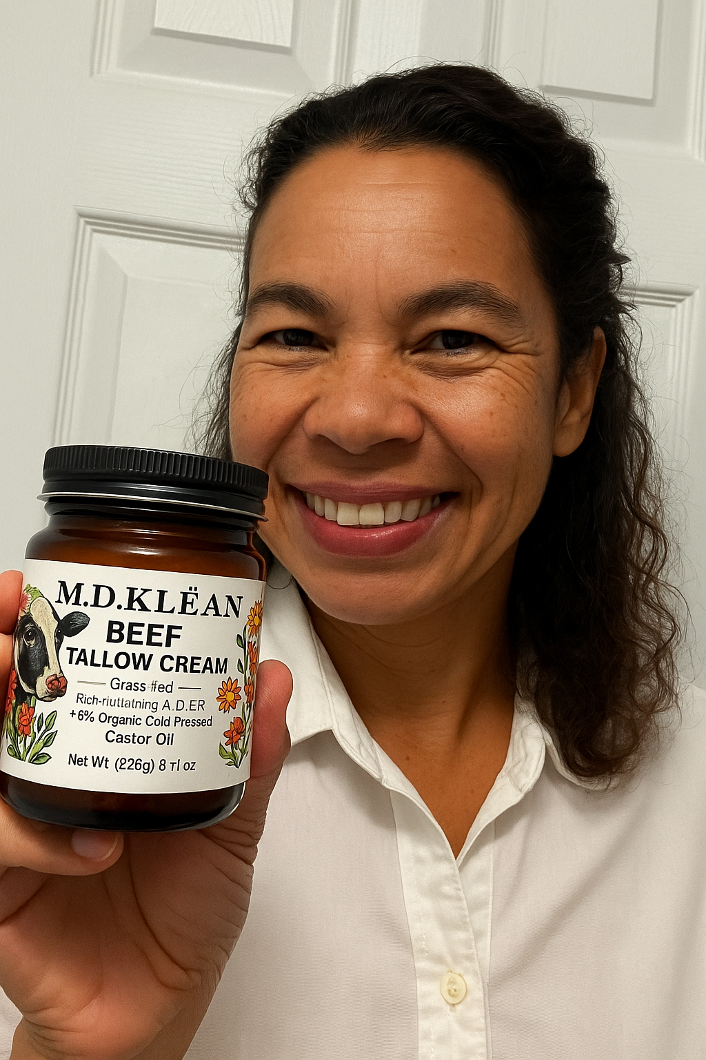 Hand Made Whipped Beef Tallow Balm 8 oz Glass Jar with infused castor oil and frankincense unscented