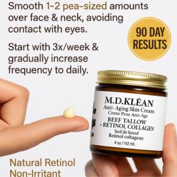 NEW Tallow + Natural Retinol Cream - Anti-Aging All-Natural Retinol Face Cream, For Face, Neck & Décolleté - Day & Night Moisturizer - 4 fl oz